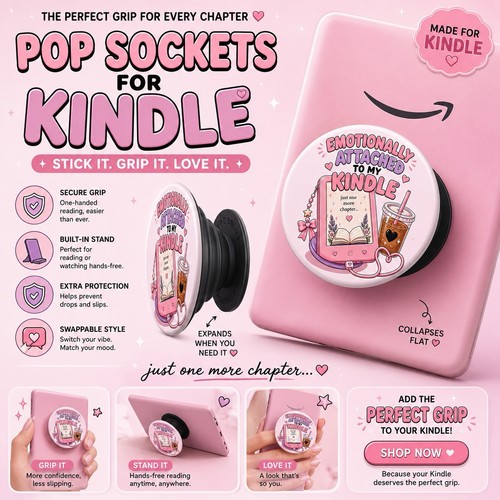 Custom pop sockets - custom, kindle